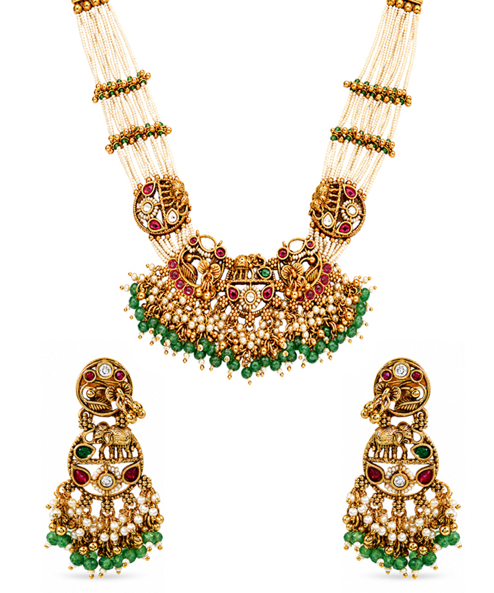 Morni Kundan Pearl Necklace Set