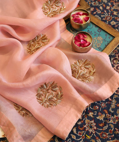 Blush_Pink_Handloom_Organza_Dupatta_With_Zardozi_Lotus_Motifs_Hand_Embroidery_WeaverStory_01