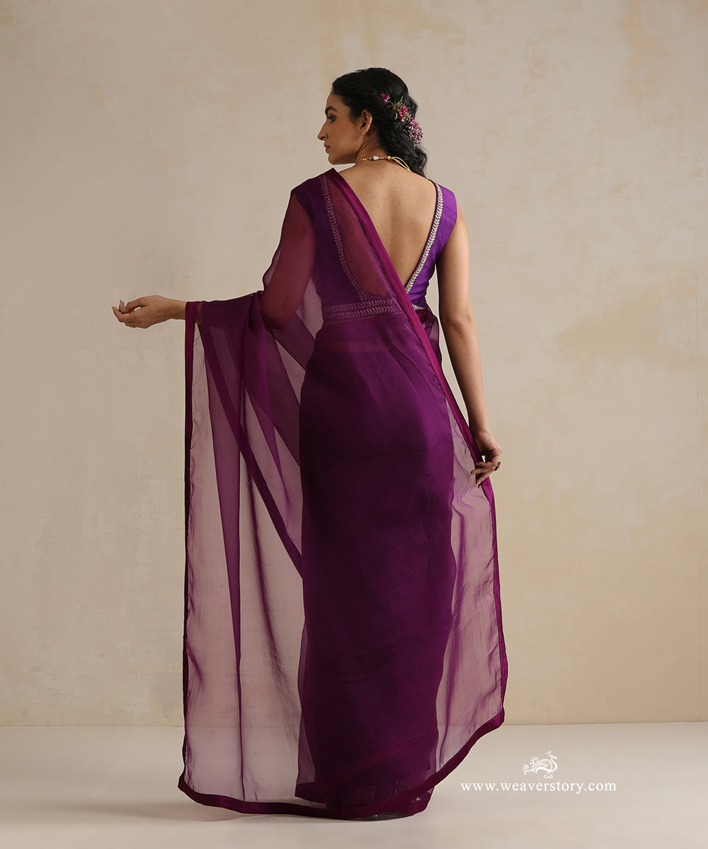 Purple_Pure_Organza_Saree_With_Satin_Finishing_WeaverStory_03