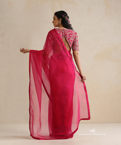 Magenta_Pure_Organza_Saree_With_Satin_Finishing_WeaverStory_03