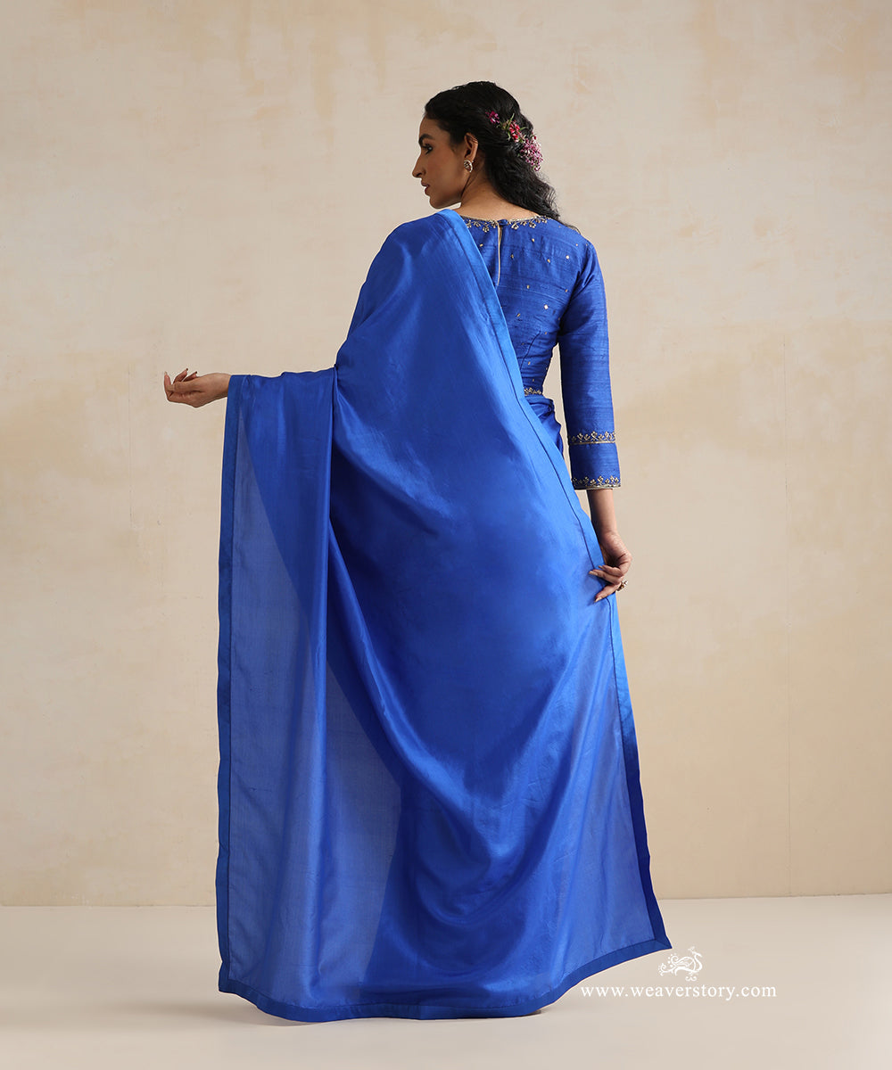 Royal_Blue_Pure_Silk_Saree_With_Satin_Finishing_WeaverStory_03