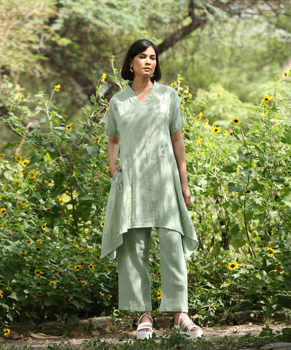 Sage_Green_Embroidered_Kurta_With_Ankle_Length_Pure_Cotton_Pants_WeaverStory_01