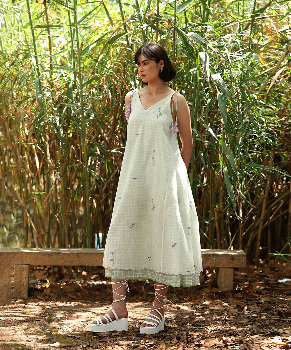 White_Handloom_Pure_Chanderi_Hand_Printed_Spaghetti_Dress_With_Scallop_And_Lace_Details_WeaverStory_02