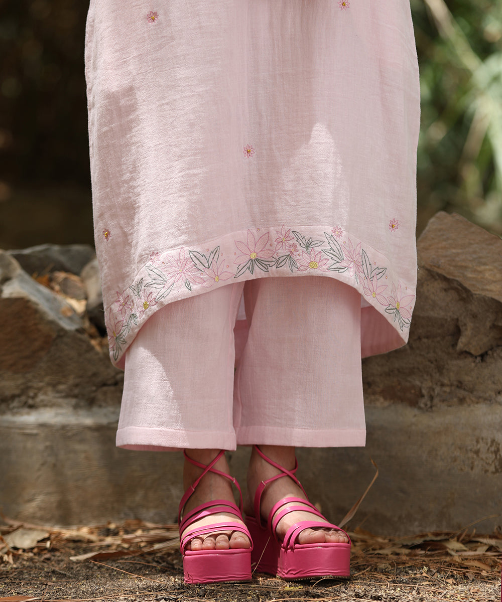 Rose_Pink_Handloom_Pure_Cotton_Double_Gauze_Kurta_With_Embroidered_Motifs_All_Over_WeaverStory_05