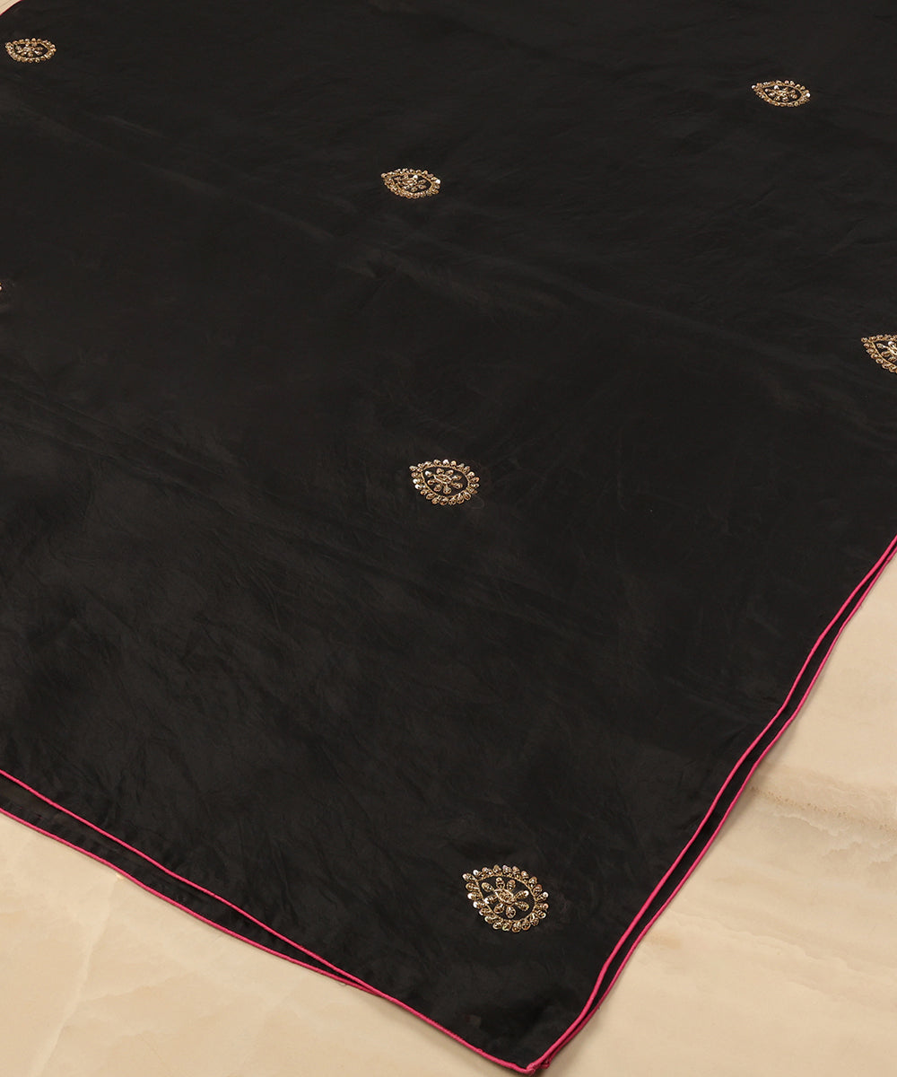 Black_Handloom_Organza_Dupatta_With_Allover_Zardozi_Motifs_WeaverStory_03