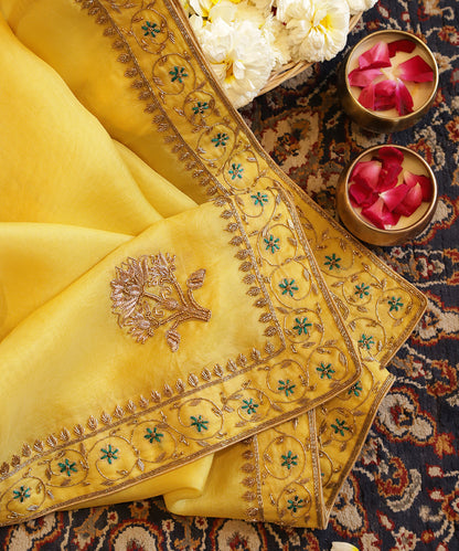 Yellow_Handloom_Organza_With_Meenakari_Zardozi_Embroidered_Dupatta_WeaverStory_01