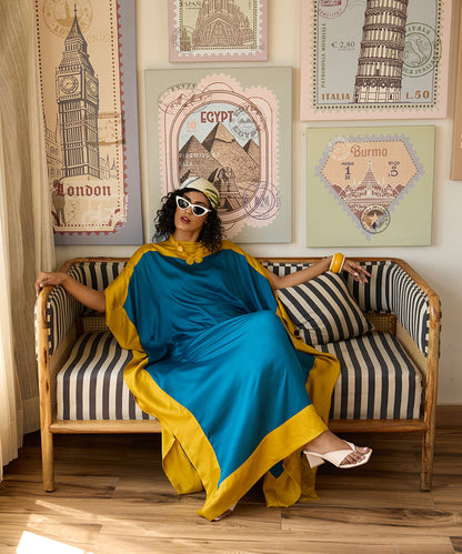 Golden_Hour_Kaftan_–_Teal_And_Mustard_Cotton_Satin_WeaverStory_01