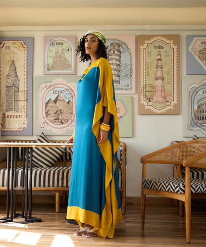 Golden_Hour_Kaftan_–_Teal_And_Mustard_Cotton_Satin_WeaverStory_03