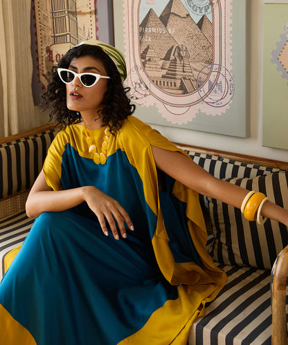 Golden_Hour_Kaftan_–_Teal_And_Mustard_Cotton_Satin_WeaverStory_05