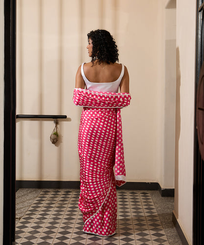 Pink_Martini_Sari_–_Polka_Dot_Satin_With_White_Piping_WeaverStory_02