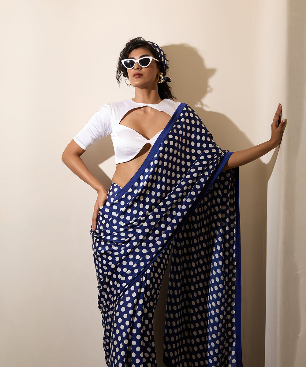 Blue_Moon_Sari_–_Royal_Blue_Polka_Dot_Satin_WeaverStory_04