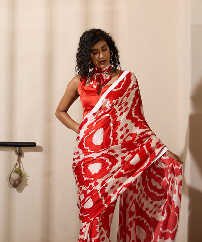Cherry_Fizz_Sari_–_Red_And_White_Printed_Satin_WeaverStory_04