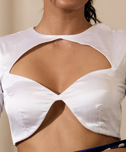 Pearl_Peek_Blouse_–_White_Satin_Silk_with_Front_Keyhole_WeaverStory_03