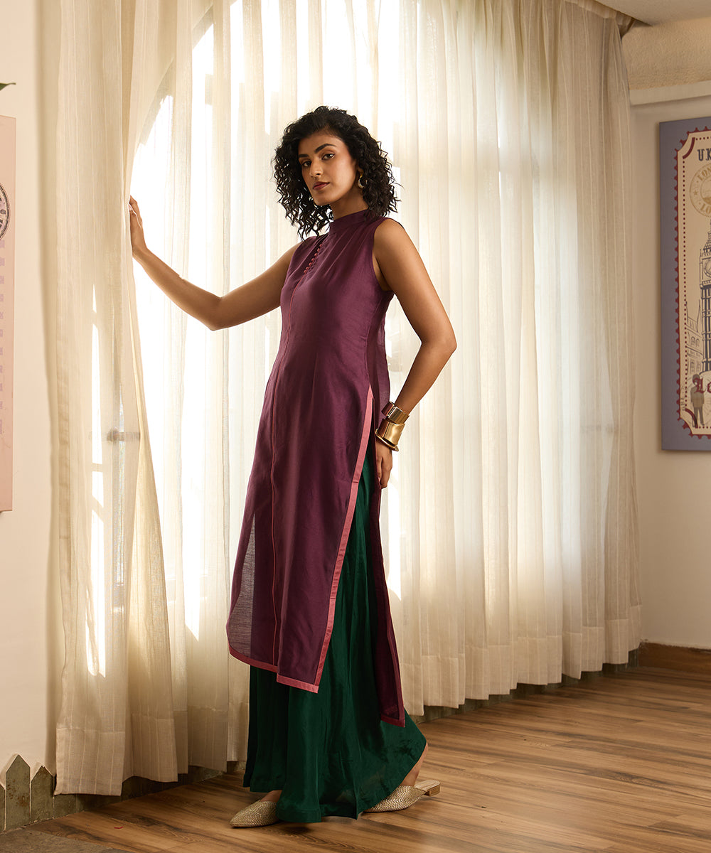 Wine_&amp;_Green_Silk_Kurta_Set_WeaverStory_02