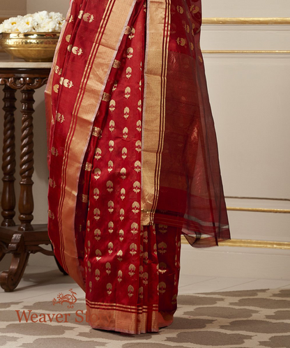 Handwoven_Maroon_Chanderi_Silk_Saree_with_Floral_Motifs_WeaverStory_05