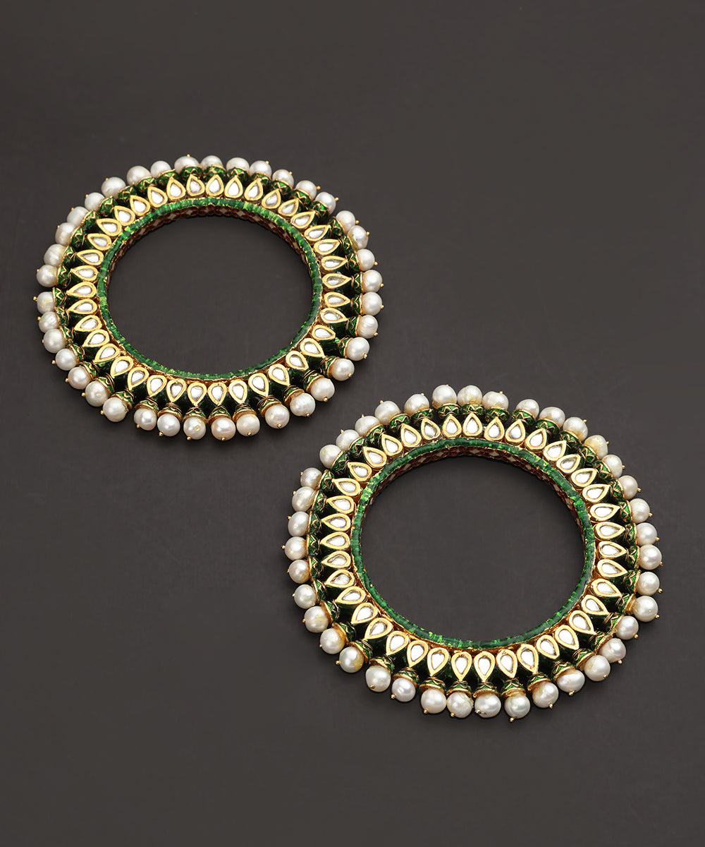 Wisal_Handcrafted_Pure_Silver_Bangles_With_Freshwater_Pearls_Green_Meenakari_WeaverStory_03