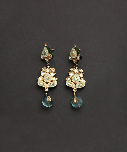 Raheem_Handcrafted_Pure_Silver_Earrings_With_Mint_Green_Meenakari_And_Fluorite_Stone_WeaverStory_02