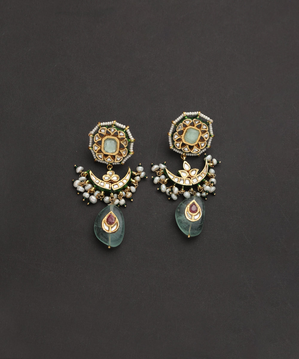 Afshan_Pure_Silver_Handcrafted_Earrings_With_Fluorite_Stone_And_Meenakari_WeaverStory_02