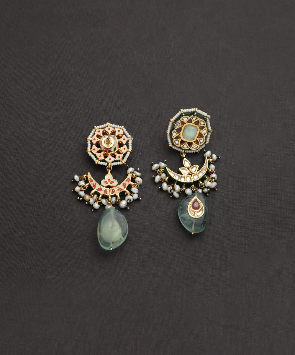 Afshan_Pure_Silver_Handcrafted_Earrings_With_Fluorite_Stone_And_Meenakari_WeaverStory_03