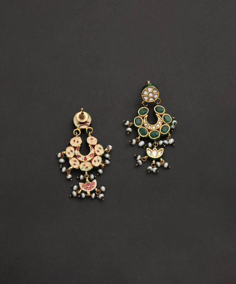 Rowel_Handcrafted_Silver_Chandbali_Earrings_With_Green_Stones_And_Freshwater_Pearls_WeaverStory_03