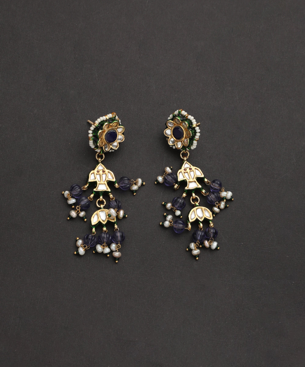 Kamila_Handcrafted_Silver_Earrings_With_Dark_Blue_Fluorite_Stone_And_Kundan_WeaverStory_02