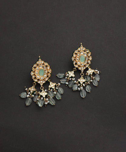 Idhar_Handcrafted_Silver_Earrings_With_Blue_Fluorite_Stone_And_Kundan_WeaverStory_02