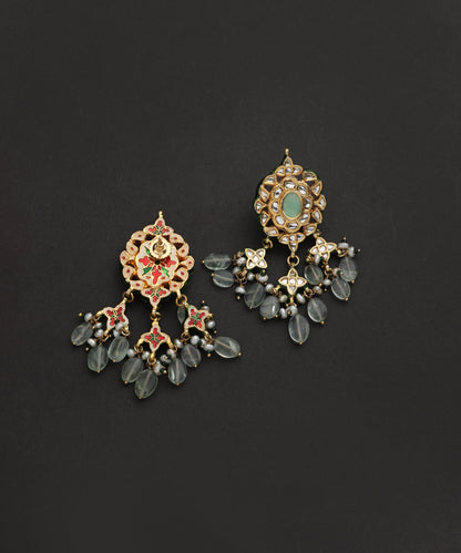 Idhar_Handcrafted_Silver_Earrings_With_Blue_Fluorite_Stone_And_Kundan_WeaverStory_03