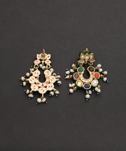 Kanzah_Handcrafted_Silver_Chandbali_Earrings_With_Navrattan_Stones_And_Pearls_WeaverStory_03