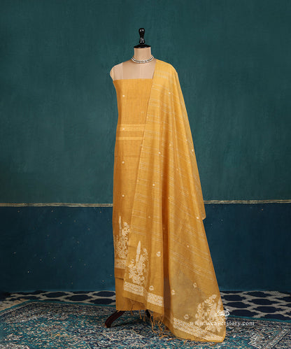 Mustard_Handloom_Pure_Cotton_Chanderi_Suit_Set_Fabric_WeaverStory_01