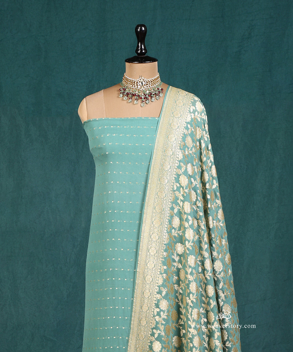 Duck_Egg_Blue_Handloom_Pure_Georgette_Suit_Set_Fabric_With_Small_Booti_WeaverStory_03