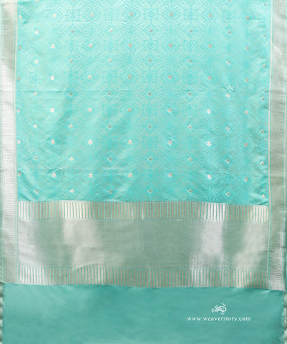 Handloom_Sea_Green_Pure_Satin_Silk_Banarasi_Suit_Set_Fabric_With_Small_Booti_WeaverStory_04