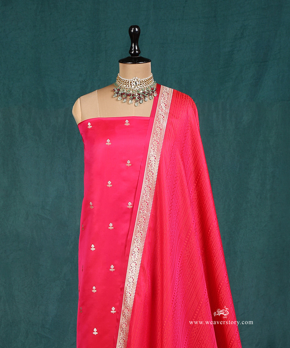 Pink_Handloom_Pure_Satin_Silk_Banarasi_Suit_Set_Fabric_With_Small_Boota_WeaverStory_03