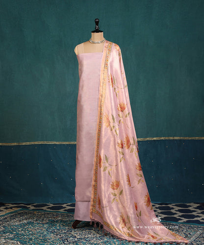 Mauve_Handloom_Pure_Cotton_Tissue_Banarasi_Suit_Set_Fabric_With_Printed_Nandi_Lotus_Dupatta_WeaverStory_01