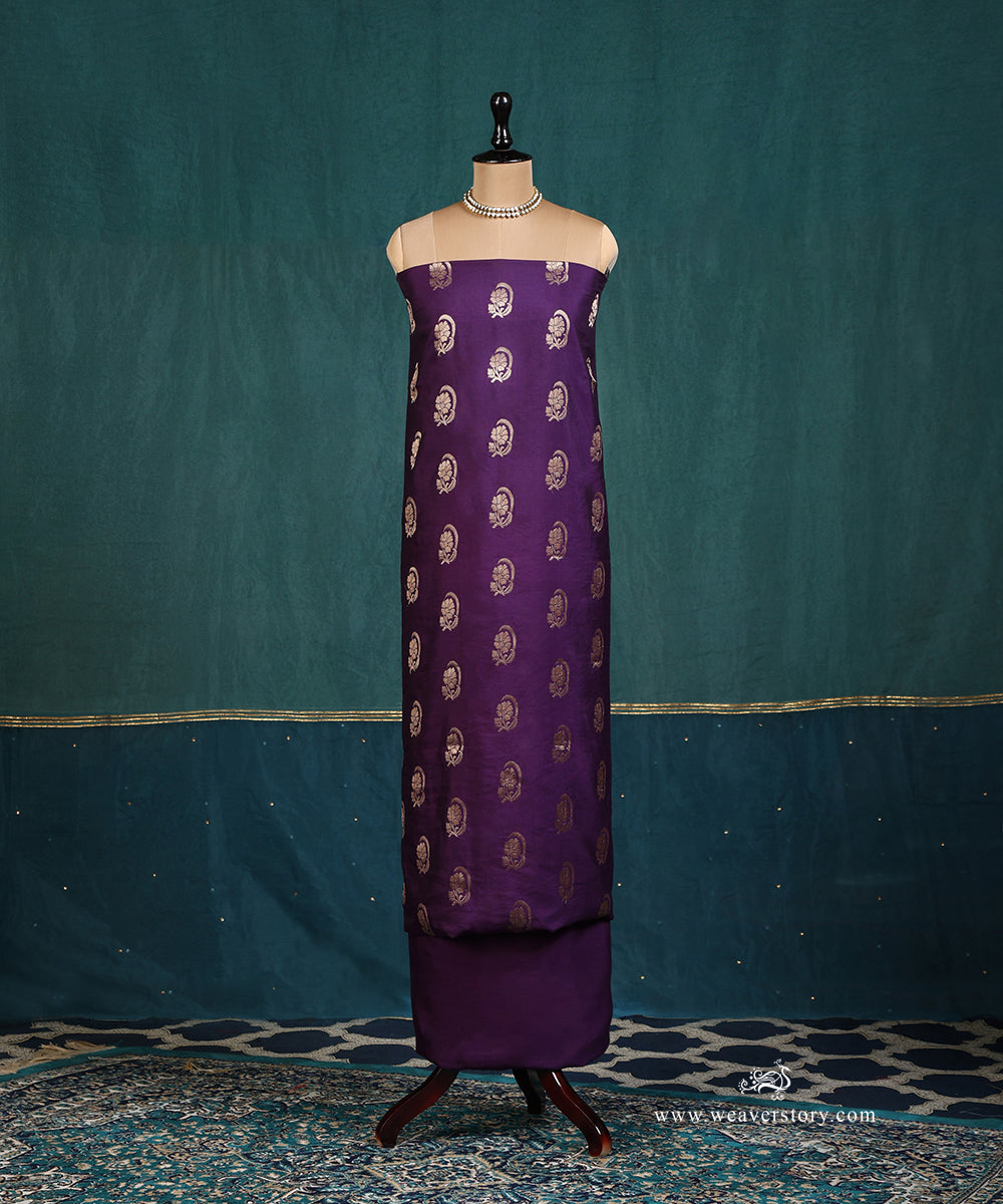 Handloom_Purple_Pure_Cotton_Silk_Banarasi_Suit_Set_Fabric_With_Boota_WeaverStory_02