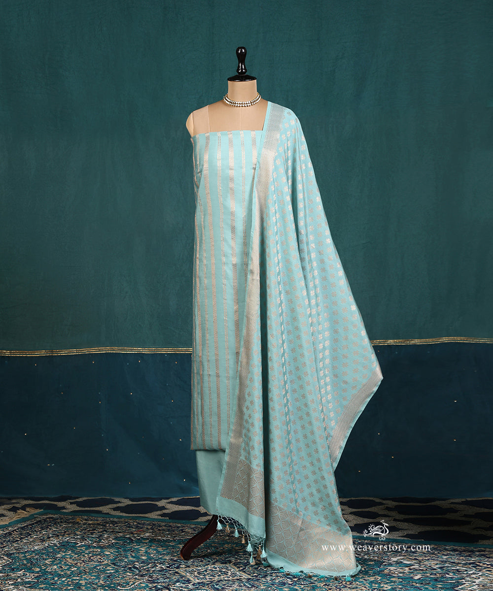 Ice_Blue_Handloom_Pure_Cotton_Silk_Banarasi_Suit_Set_Fabric_With_Bel_WeaverStory_01