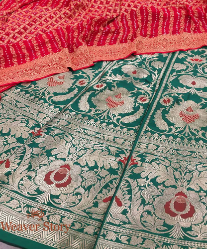 Green Handloom Kadhwa Banarasi Lehenga With Meenakari