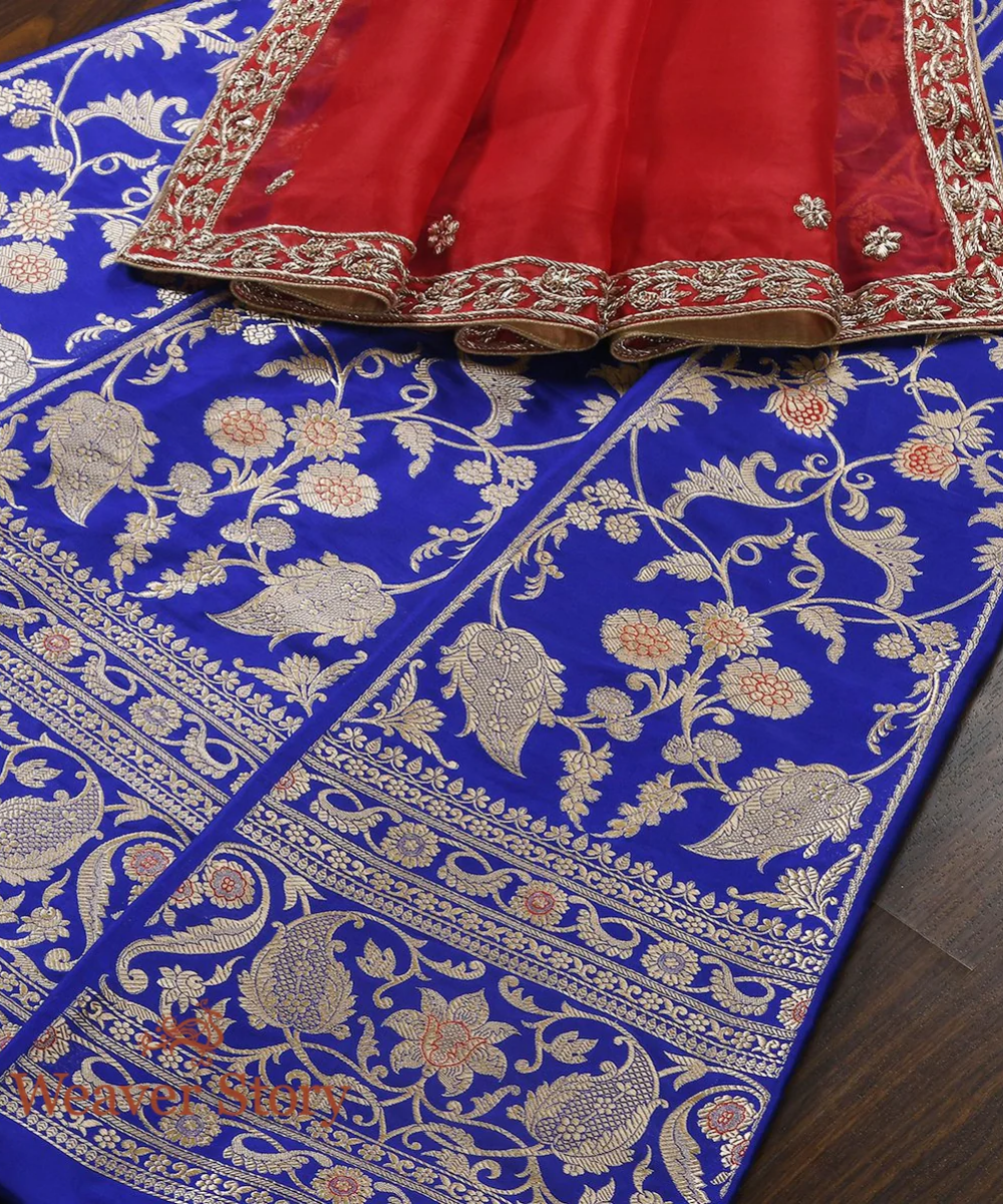 Purple Kadhwa Silk Banarasi Lehenga With Meenakari Handloomed