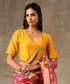 Mustard Angrakha Style Blouse In Munga Silk With Embroidery Blouses/ Crop Tops