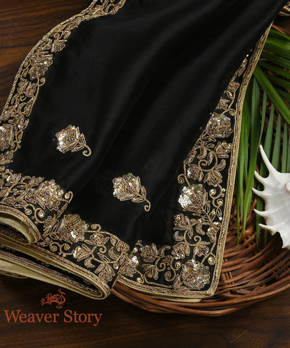 Black Zardozi Teen Patti Dupatta