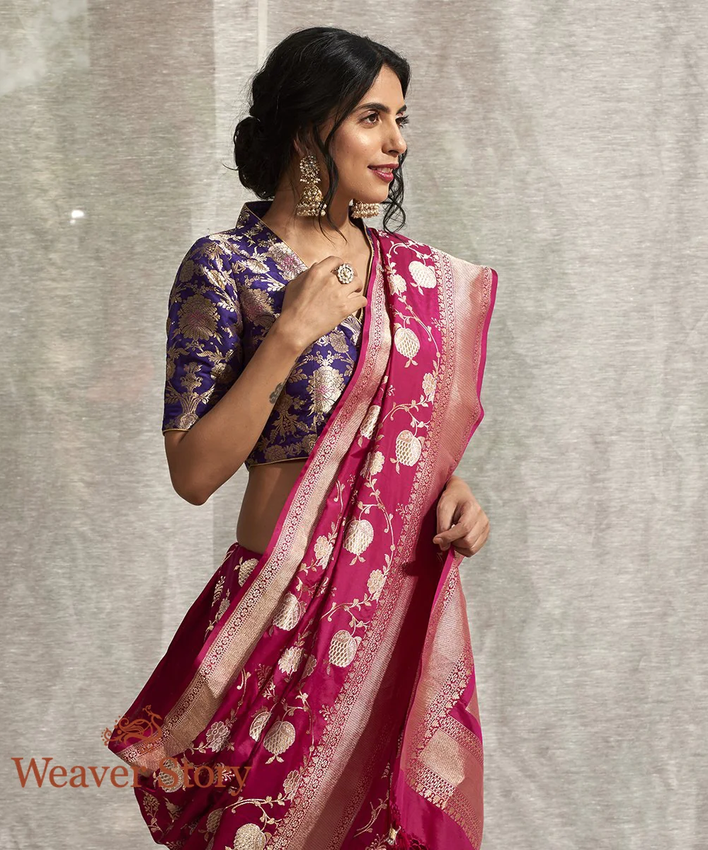 Handloom Pink Kadhwa Jangla Saree