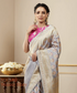 Handloom Grey Kadhwa Booti Banarasi Saree With Beldaar Border