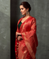 Handwoven Red Katan Silk Saree With Small Paisley Motifs Woven In Zari Saree