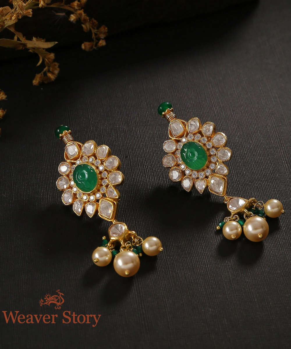 Dilshad Earrings With Moissanite Polki Crafted In Pure Silver Jewellery