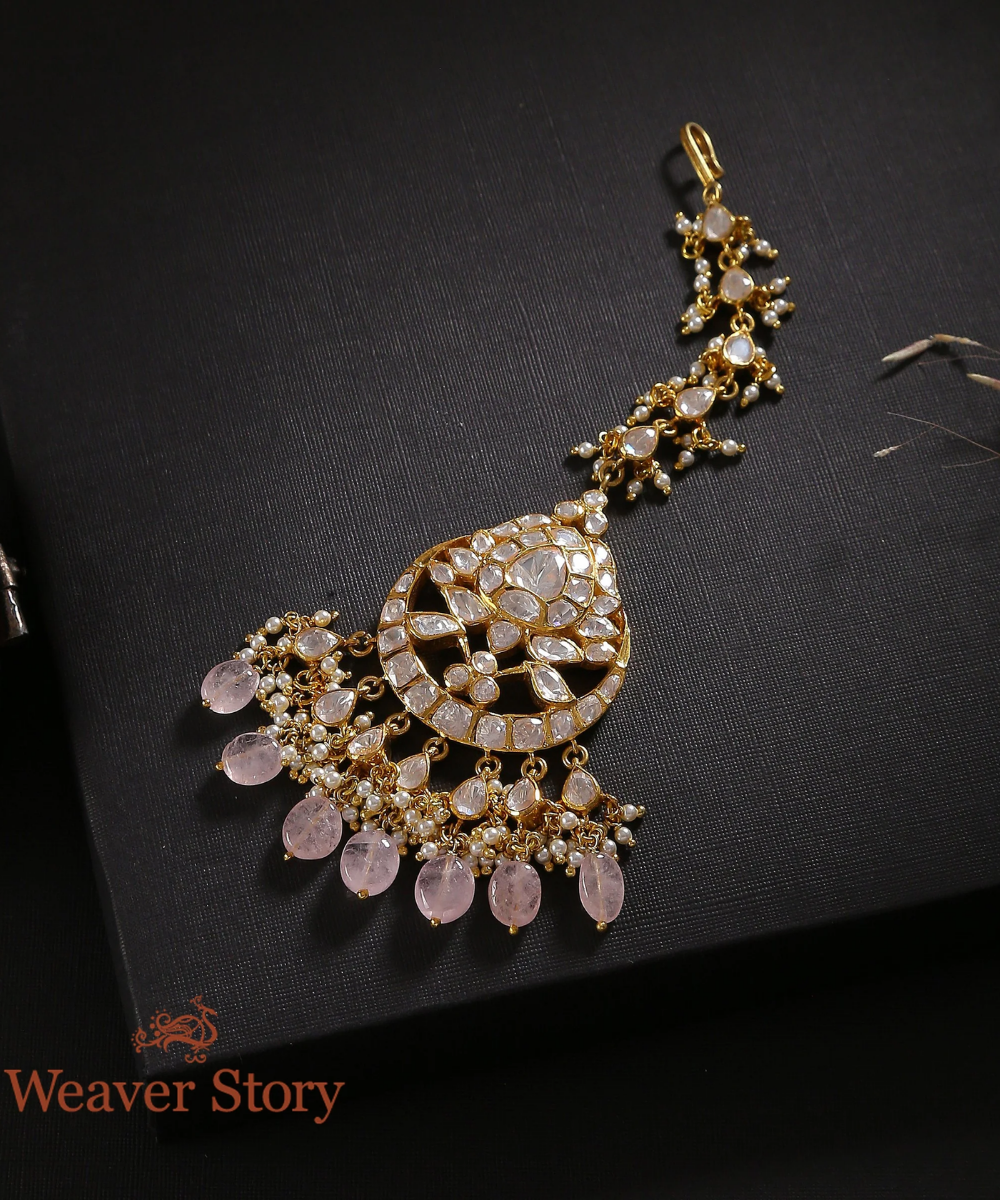 Gulabras Matha Tikka With Moissanite Polki Crafted In Pure Silver Jewellery