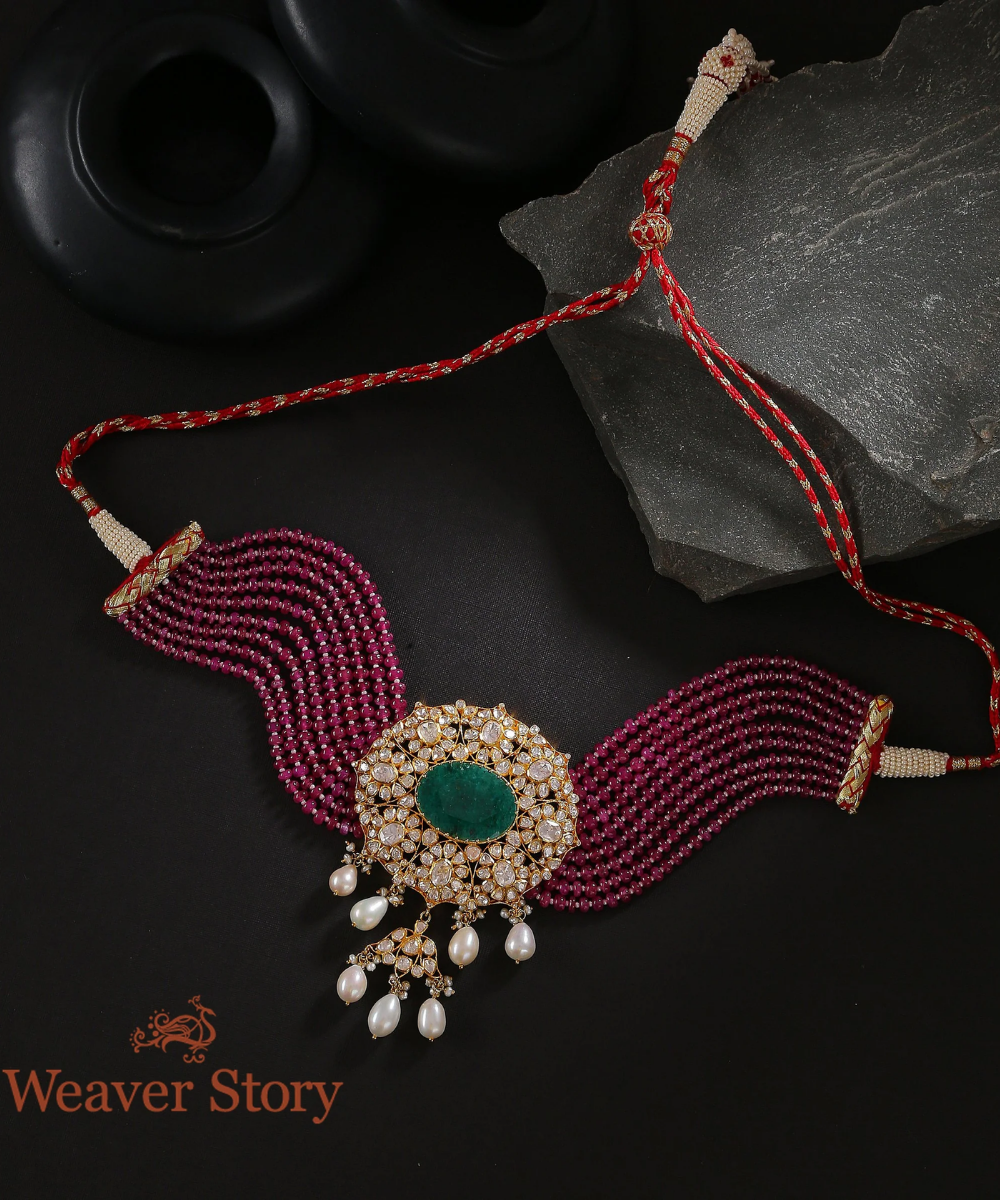 Gulnaar Choker Necklace With Moissanite Polki Crafted In Pure Silver Jewellery