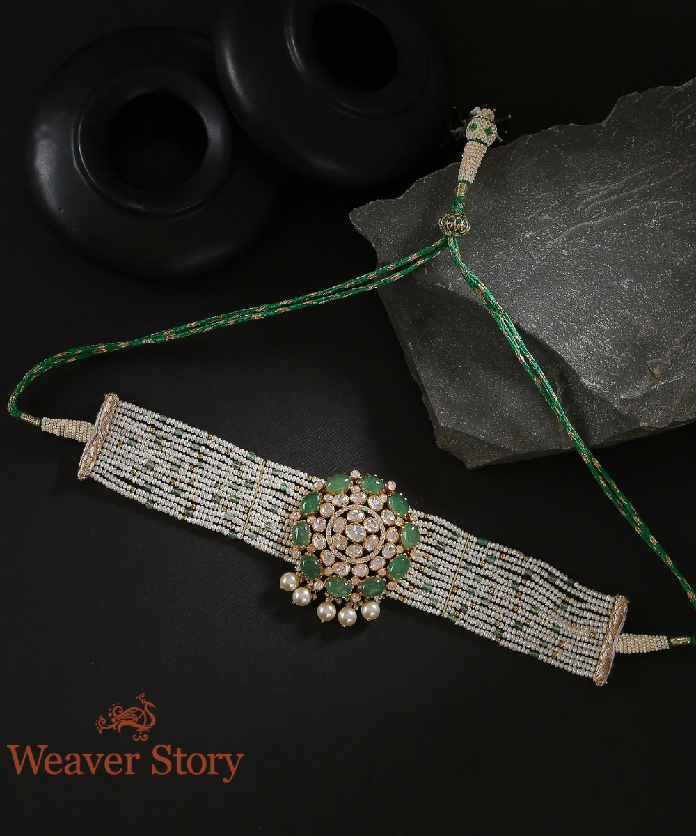 Zayan Choker With Moissanite Polki Crafted In Pure Silver Jewellery