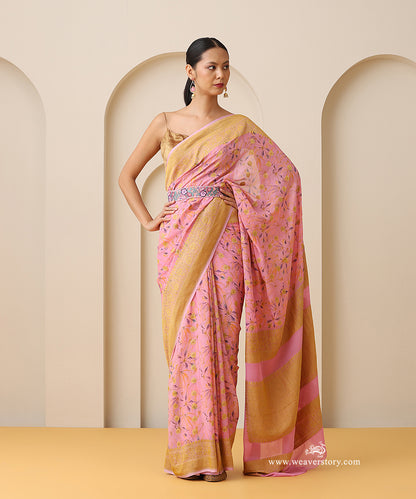 Light_Pink_Printed_Kadhwa_Booti_Georgette_Saree_With_Gold_Zari_Border_WeaverStory_01