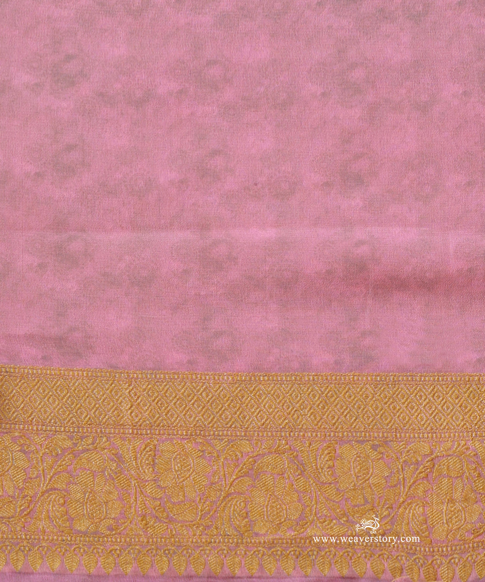 Light_Pink_Printed_Kadhwa_Booti_Georgette_Saree_With_Gold_Zari_Border_WeaverStory_05