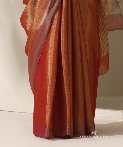Red_Handloom_Tissue_Chanderi_Golden_Zari_Saree_With_Silver_Zari_Border_WeaverStory_04