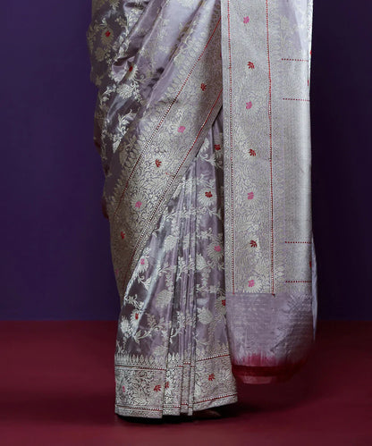 Dark_Brown_Handloom_Pure_Chanderi_Silk_Saree_With_Zari_Polka_Dots_WeaverStory_04